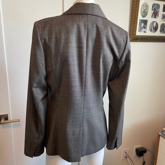 classiques entier 2 Button Notch Collar 100% Virgin Wool Blazer Tan Brn Sz 8 - Picture 7 of 13